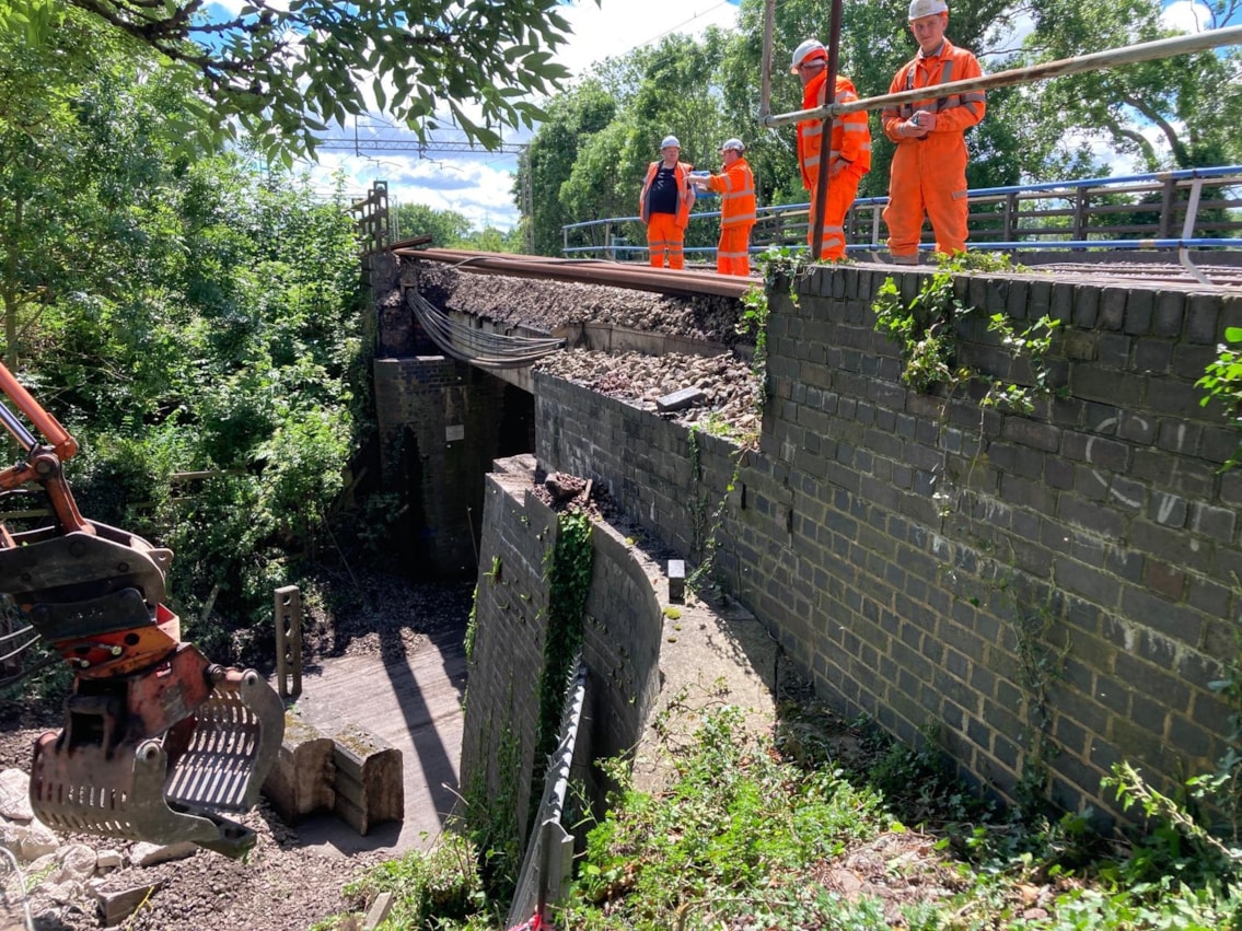 Image showing extent of damage from bridge strike over Marston Lane