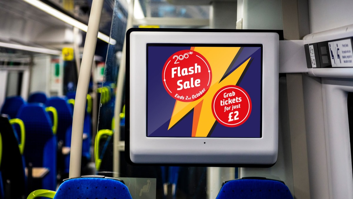 Image shows Flash Sale screen on-board Northern train-3 cropped