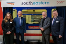 Railway 200 Networker Unveiling - Charing Cross February 2025-2: Sophie Barker, Head of Major Programmes, Southeastern; Chris Green, Rail Minister Lord Hendy of Richmond Hill and Steve White, MD of Southeastern