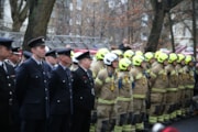 London Fire Brigade - Worsley Hotel Fire Firefighters parading: London Fire Brigade - Worsley Hotel Fire Firefighters parading