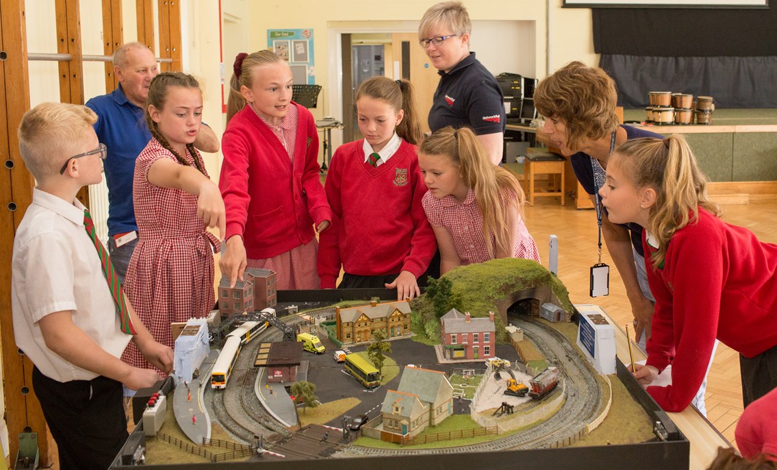 How many dangers can you spot? Children in the South East learn about railway safety with help of model railway: Rail safety model - Bognor Regis