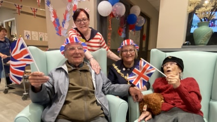 LtR Sam Bache, care home manager Tammy Painter, Mayor of Dudley Councillor Hilary Bills and Ridgeway Court care home resident Beryl Bache