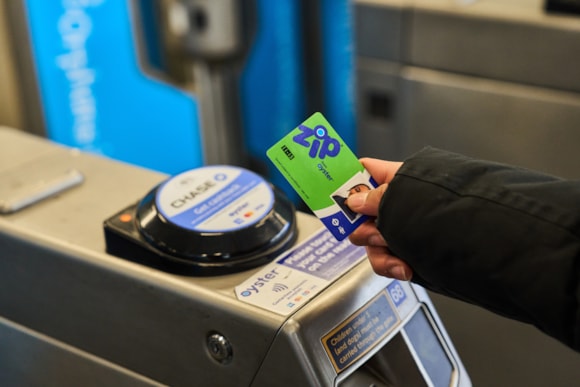 TfL Image - Zip Oyster photocard at a reader at a gateline