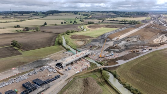 Aerial view of the Oxford Canal viaduct looking south towards Boddington and Wormleighton Sept 2026