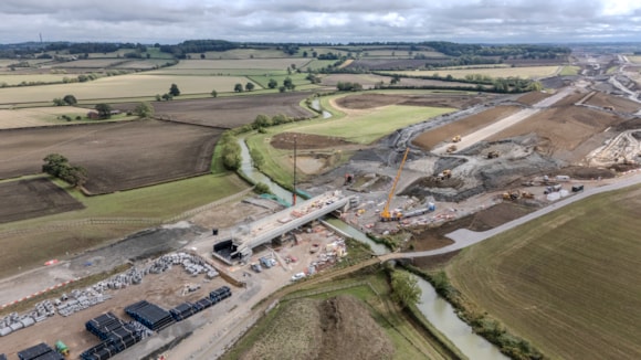 Aerial view of the Oxford Canal viaduct looking south towards Boddington and Wormleighton Sept 2026
