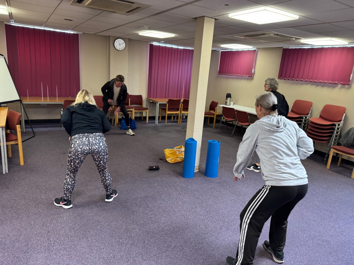 Burnley Library users taking part in Top To Toe weekly exercise sessions, aimed at all ages and abilities, to improve cardiovascular and muscular strength.