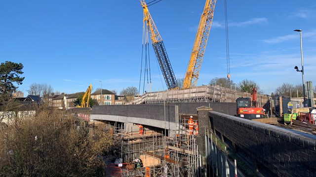 Network Rail thanks passengers and residents after six days of work over the railway in Broxbourne: Nazeing New Road bridge replacement