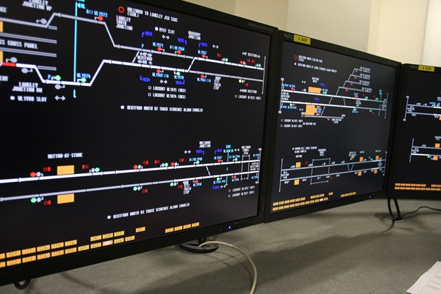 Hertford loop simulator: Hertford National Integration Facility - siganlling simulator for control of the Hertford Loop, based at King's Cross PSB