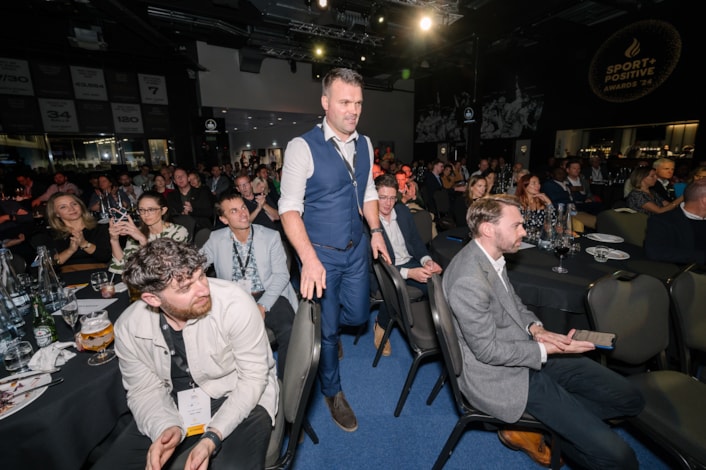 Sport Positive Awards 2024 - Glenn Holdsworth -Yorkshire Sport Foundation: Development Manager of Yorkshire Sport Foundation Glenn Holdsworth collecting the Purpose-led Partnership Award at the Sport Positive Awards 2024 (image credit Sport Positive Awards/Capturise)