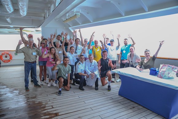 Fred. Olsen Cruise Linesβ guests unite in Β£10,000 RNLI fundraising challenge in support of husband and wifeβs 20-marathon feat: Guests and crew taking part in sponsored laps of Borealis