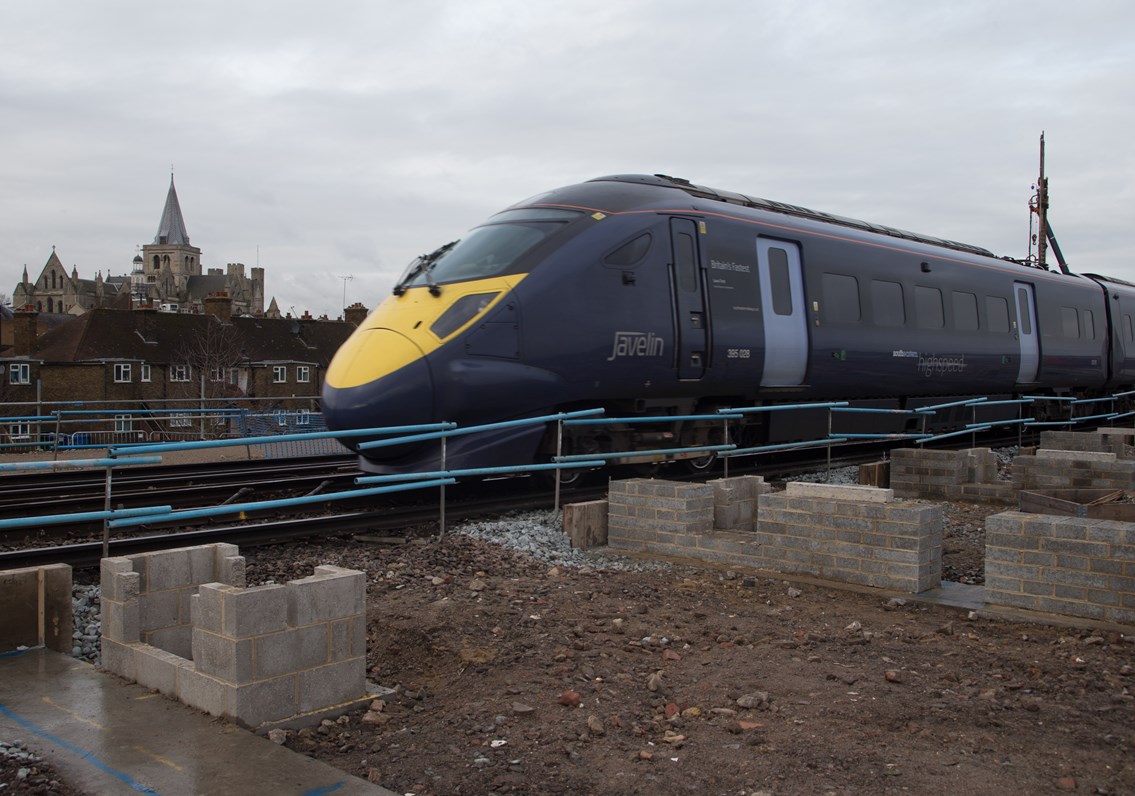 Southeastern High Speed train passes Rochester new station site: Southeastern High Speed train passes Rochester new station site