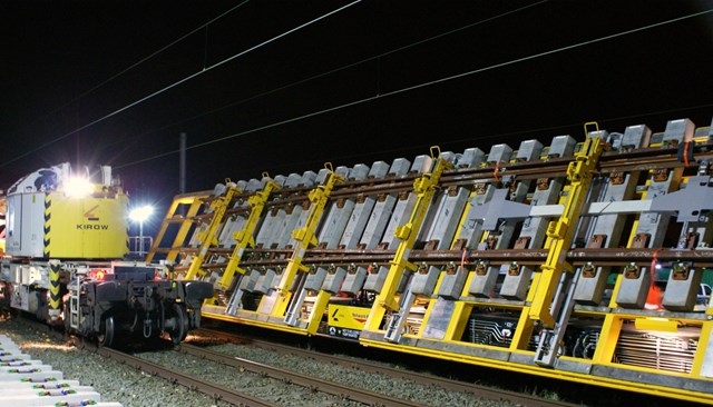 LATEST TECHNOLOGY USED IN RAIL WORK: Tilting track trains working in the Bamfurlong (Wigan) area