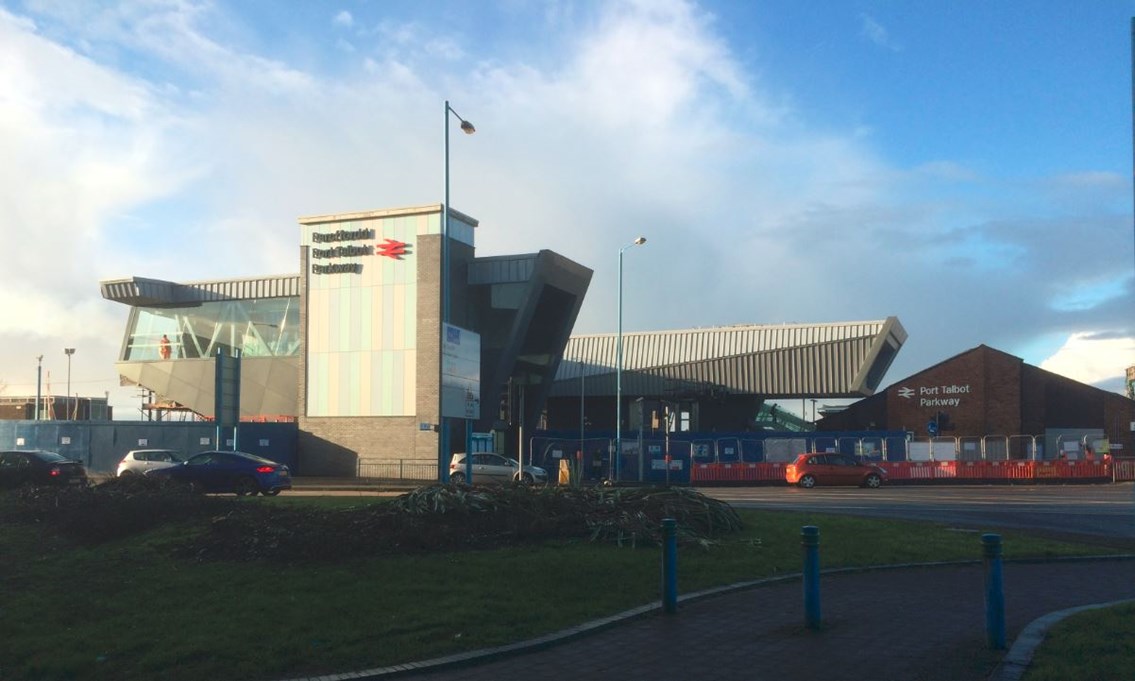 Port Talbot Parkway station 1: The striking new footbridge at Port Talbot Parkway station has now opened.