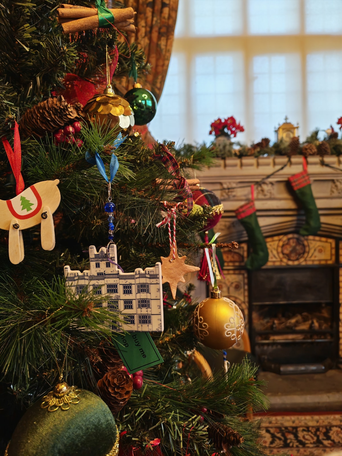 A beautifully decorated tree at Gawthorpe Hall