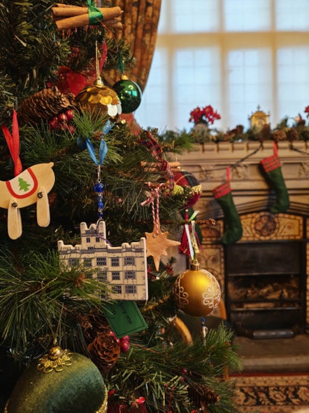 A beautifully decorated tree at Gawthorpe Hall