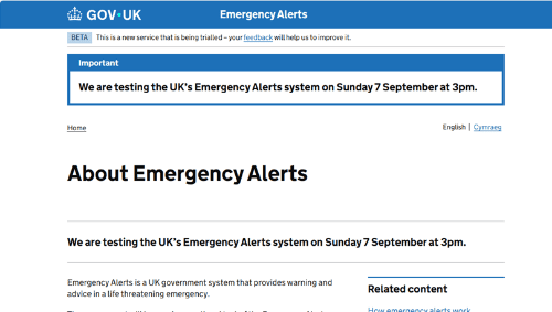 gov.uk - UK Government Emergency Alerts