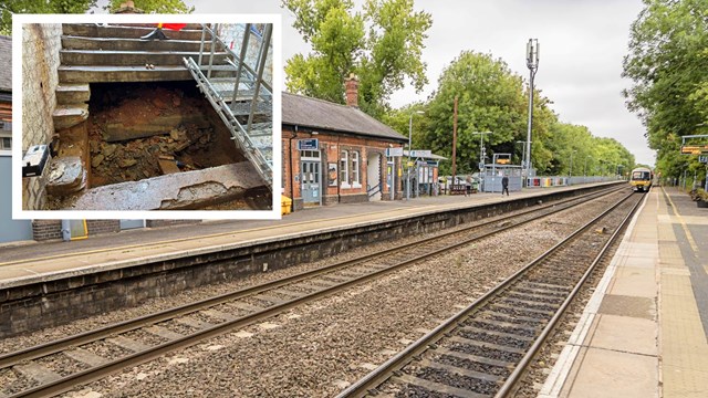 Warwick station platforms foundations composite: Warwick station platforms foundations composite