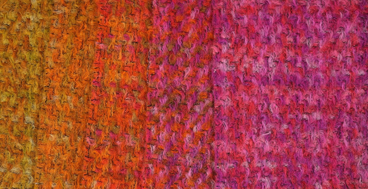 Detail - Group of six woven womenswear fabric samples, mohair tweed. British, Galashiels, Bernat Klein, c. 1965. Image © National Museums Scotland