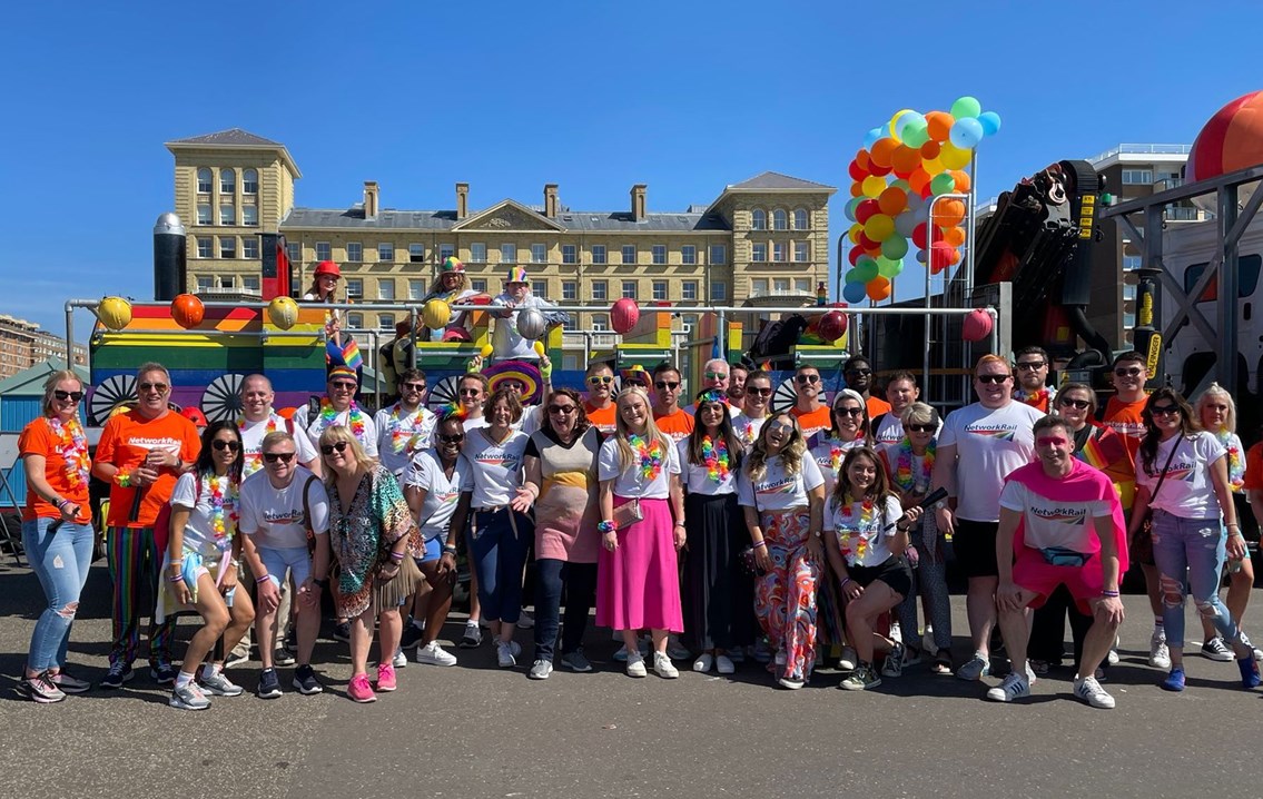 Network Rail’s Brighton team celebrated its first visit to Pride in Brighton & Hove this weekend: Network Rail Brighton Pride
