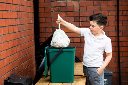 Food waste is placed in lockable kerbside containers, separate from other waste ready for collection