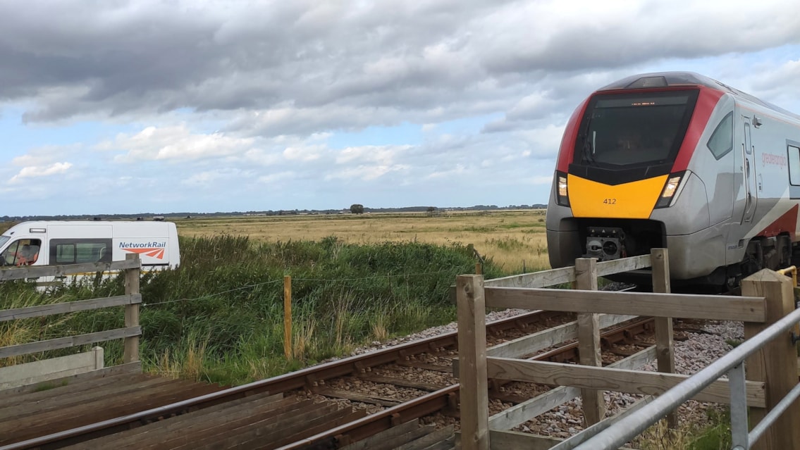 A Greater Anglia train at Berney Arms