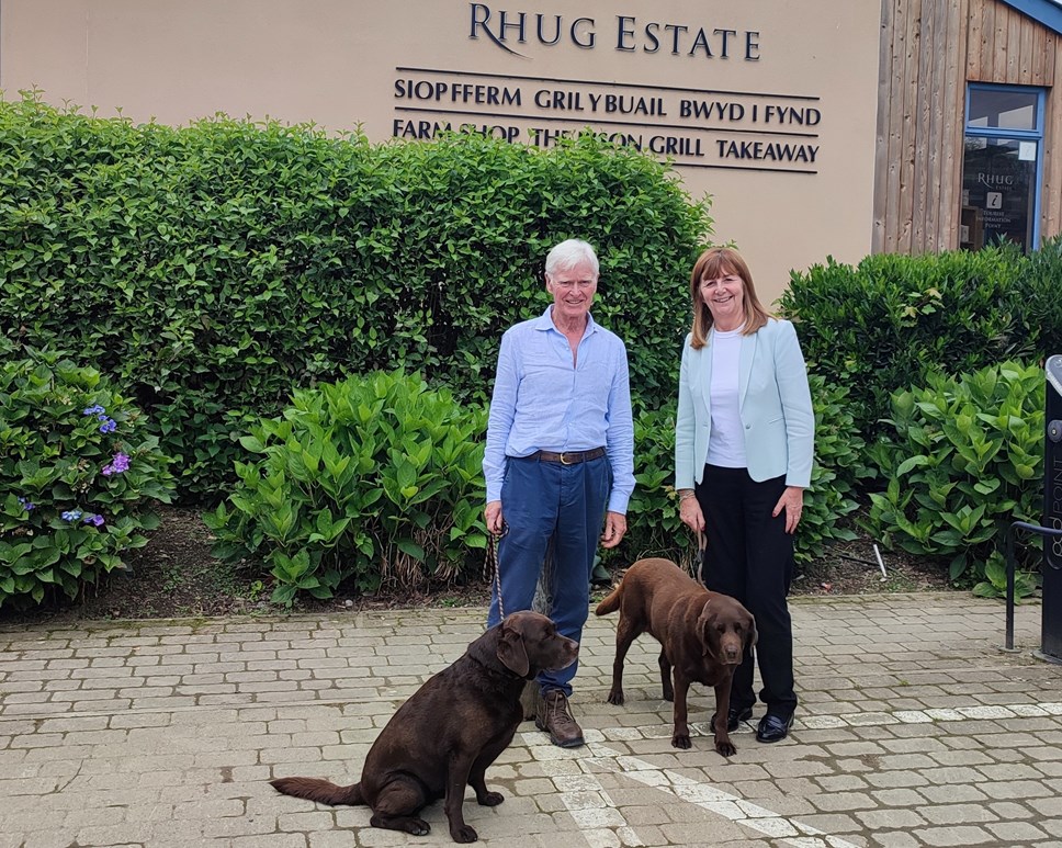 Rural Affairs and North Wales Minister Lesley Griffiths with Lord Newborough at the Rhug Estate