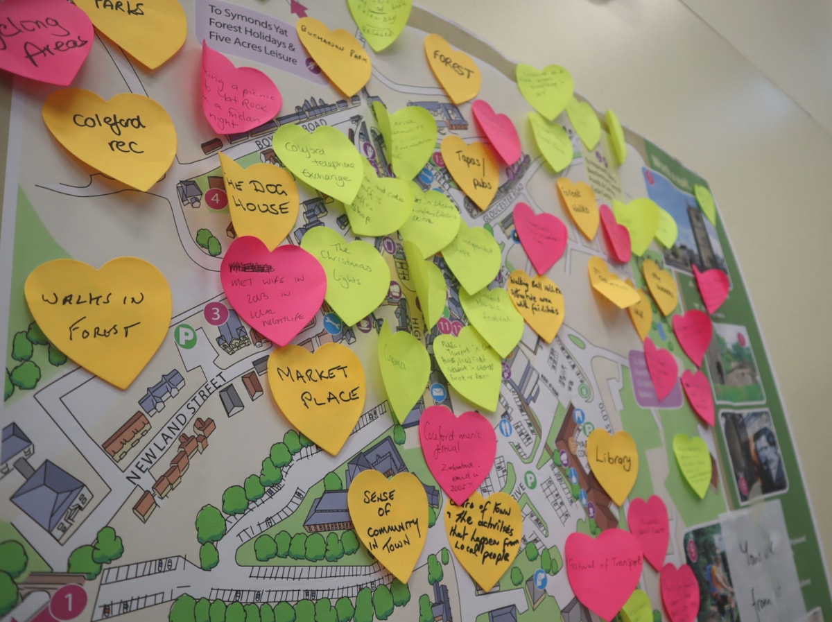 Coleford Climate Citizen Visioning map with hearts