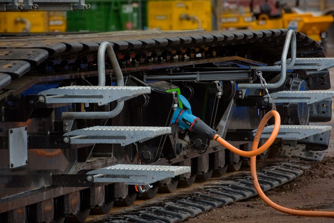 Electric crawler crane trial at the Curzon Street construction site: Credit: HS2 Ltd