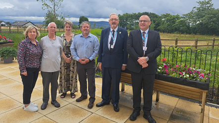 Pictured L-R at the new Meadowfold Hyndburn Ribble Valley Short Break Service in Great Harwood are team manager Jayne Driver, service user Alan Drew, area registered services manager Lancaster and Morecambe and East Lancashire Kellie-Anne Buczynski, registered manager Reine Swindlehurst,  Lancashire