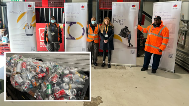 Euston station team triumphant with trash this Global Recycling Day: Staff at London Euston station on global recycling day