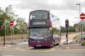 Vantage service exiting guided busway