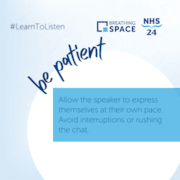 Breathing Space - Learn to listen social image carousel - 7 patience: Breathing Space - Learn to listen social image carousel - 7 patience