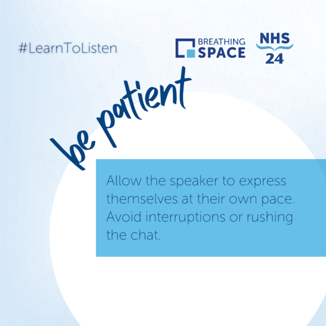 Breathing Space - Learn to listen social image carousel - 7 patience