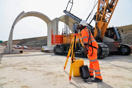 Surveyor at work on the Greatworth green tunnel - September 2023