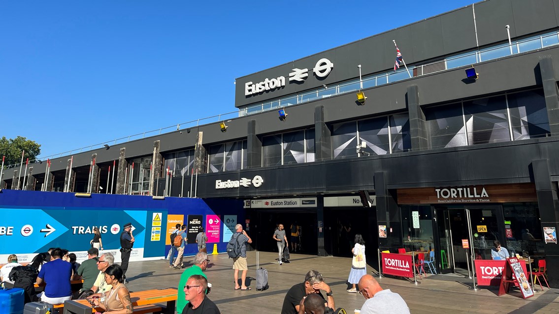 Euston station left exit August 2022
