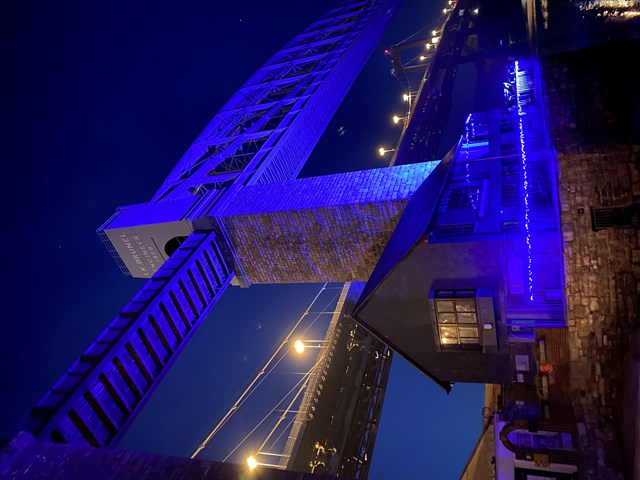 The Royal Albert Bridge was turned Blue in appreciation of the NHS