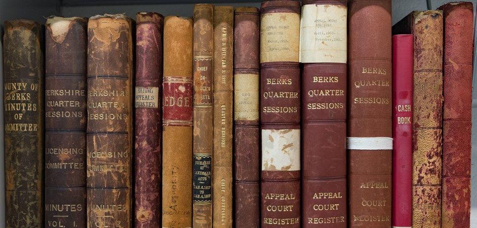 Berkshire Records Office books on shelf crop