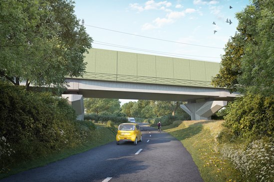Balsall Common viaduct over Station Road - green