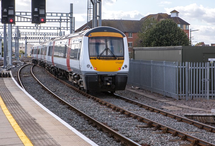 Class 170 leaving Cardiff Central
