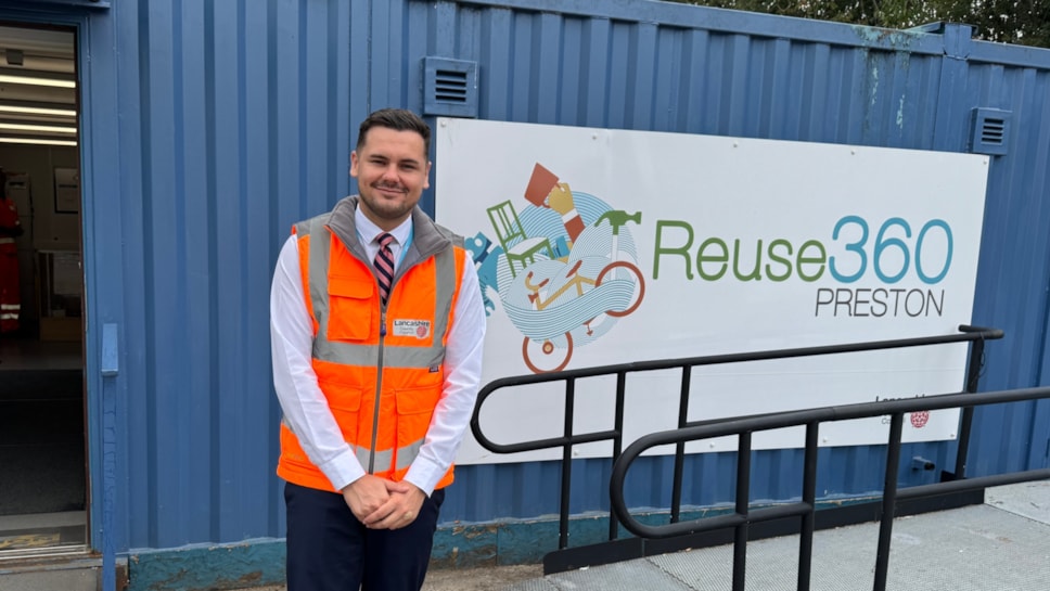 Councillor Joshua Roberts at the reuse shop in Preston
