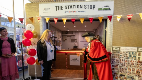 The next station is Camberley – change here for Polly’s Place! South Western Railway celebrates transformative project by The Autism Trust: Polly's Place opening Camberley station
