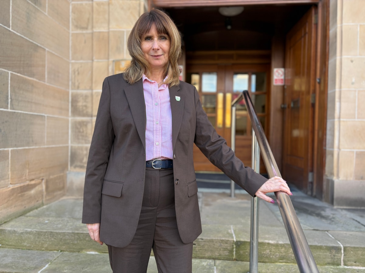 Moray Council Chief Executive, Karen Greaves outside HQ