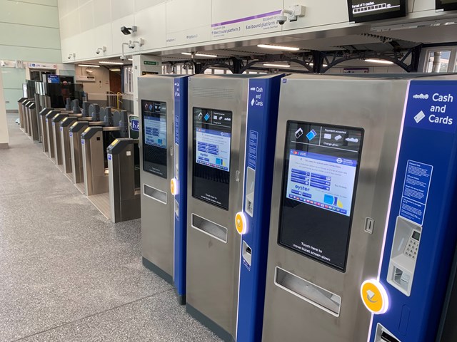 Ilford station ticket facilities: ticket vending machines and gateline