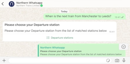 Image shows Whatsapp service by Northern