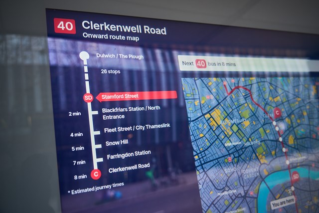 TfL Image - New bus Countdown screen route display