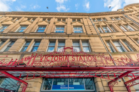 Image shows Manchester Victoria station exterior
