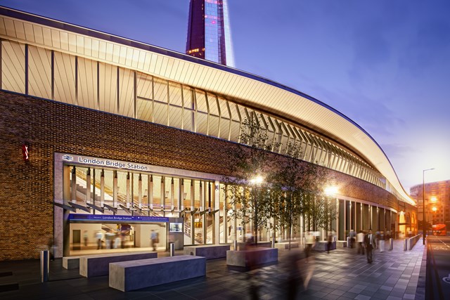 London Bridge station Tooley St Dusk: New entrance to Tooley Street, to be opened in 2018 following the Thameslink Programme's rebuilding of London Bridge station