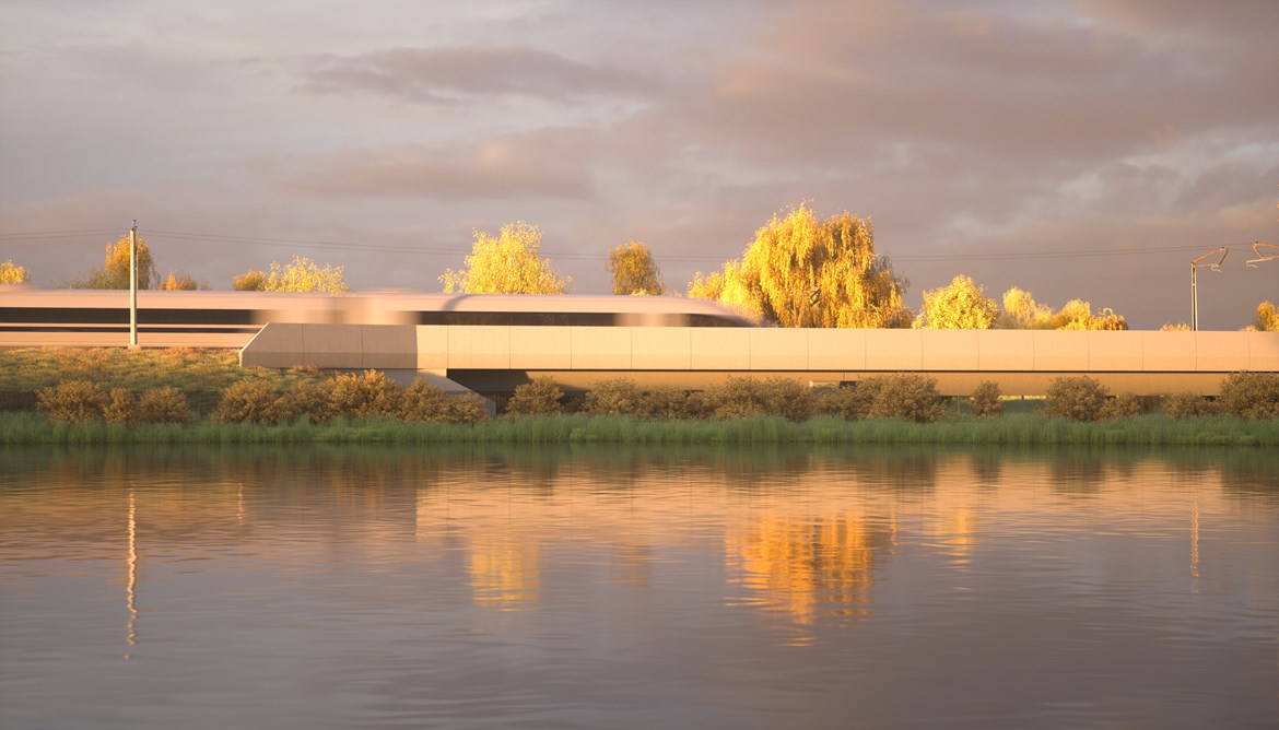 HS2 reveals dramatic carbon saving with ambitious modular design for Thame Valley Viaduct: Artist's impression of the Thame Valley Viaduct in ten years time