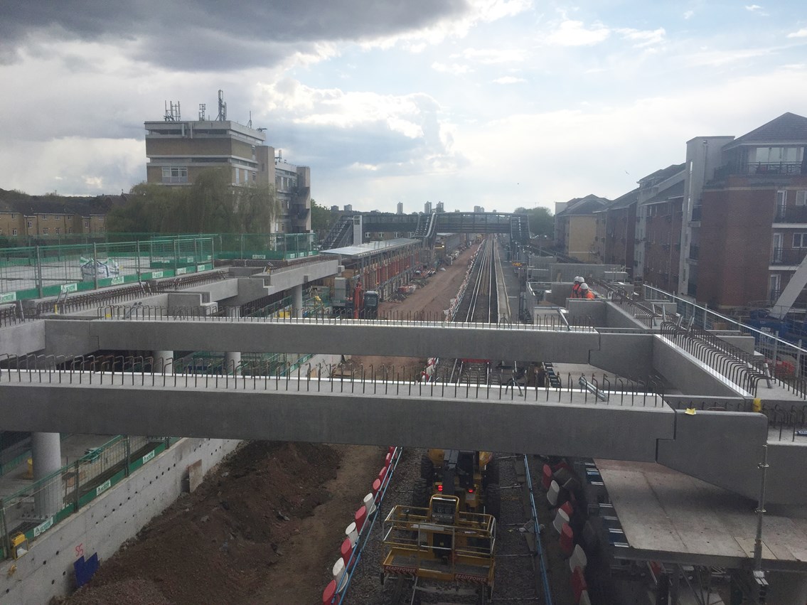 Beams installed for the new station at Abbey Wood - May 16 235961: crossrail may bank holiday engineering work