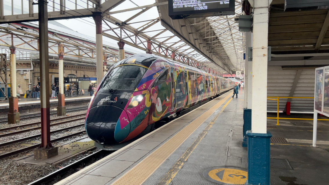 A photo of an Avanti West Coast train at platform 5 in Crewe Station October 2026